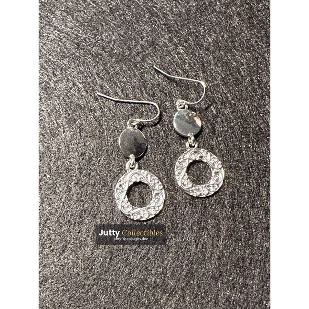 hammered circle drop earrings mixed metal boho set nwt